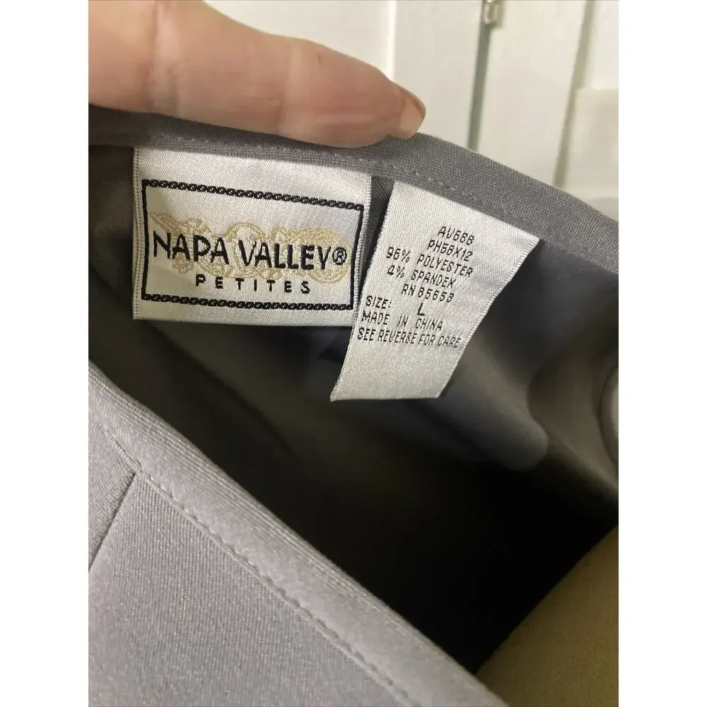 Women’s Napa Valley 2 Piece Gray Top & Skirt Matching Set Sz Large Polyester